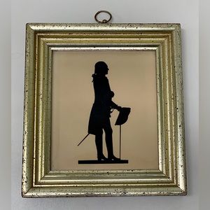 1930s Pre WWII Antique Borghese Italy Framed Silhouette of George Washington
